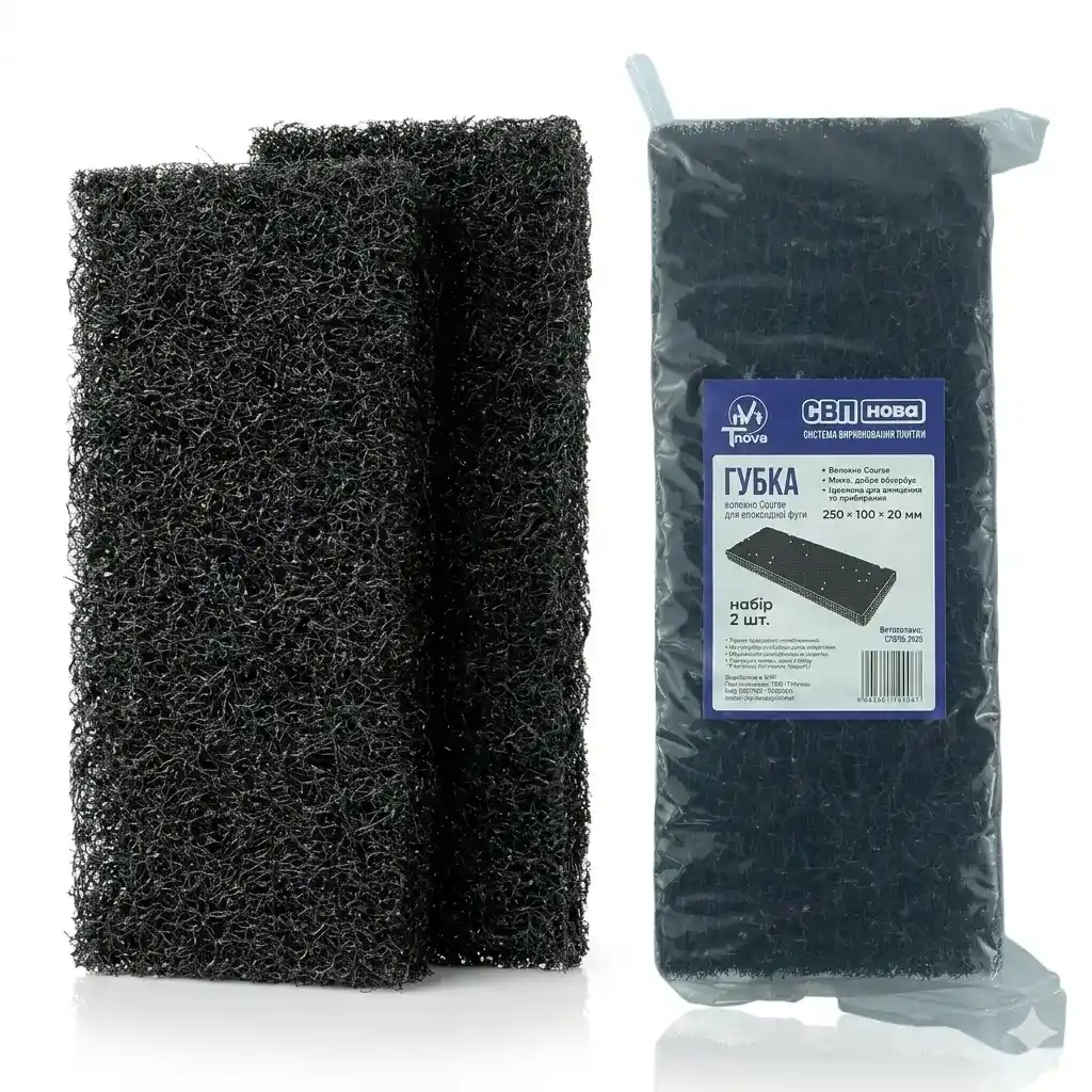 Epoksi Fuga üçün Süngər Lif (Kobud) 250×100×25 mm, 2 ədəd, qara (SİFARİŞLƏ)